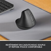 Logitech Lift - rechts - Vertikale Ausführung - Optisch - RF Wireless + Bluetooth - 4000 DPI - Graphit