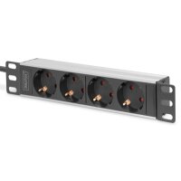 DIGITUS 10" Steckdosenleiste mit Aluminiumprofil, 4-fach Schutzkontaktsteckdose