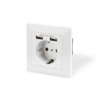 DIGITUS Sicherheits-Steckdose für Unterputzmontage mit 2 USB-Ports