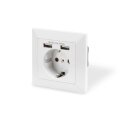 DIGITUS Sicherheits-Steckdose für Unterputzmontage mit 2 USB-Ports