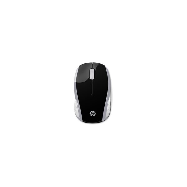 HP Wireless-Maus 200 (Pike Silver) - Beidhändig - Optisch - RF Wireless - 1000 DPI - Schwarz - Silber