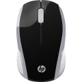 HP Wireless-Maus 200 (Pike Silver) - Beidhändig - Optisch - RF Wireless - 1000 DPI - Schwarz - Silber