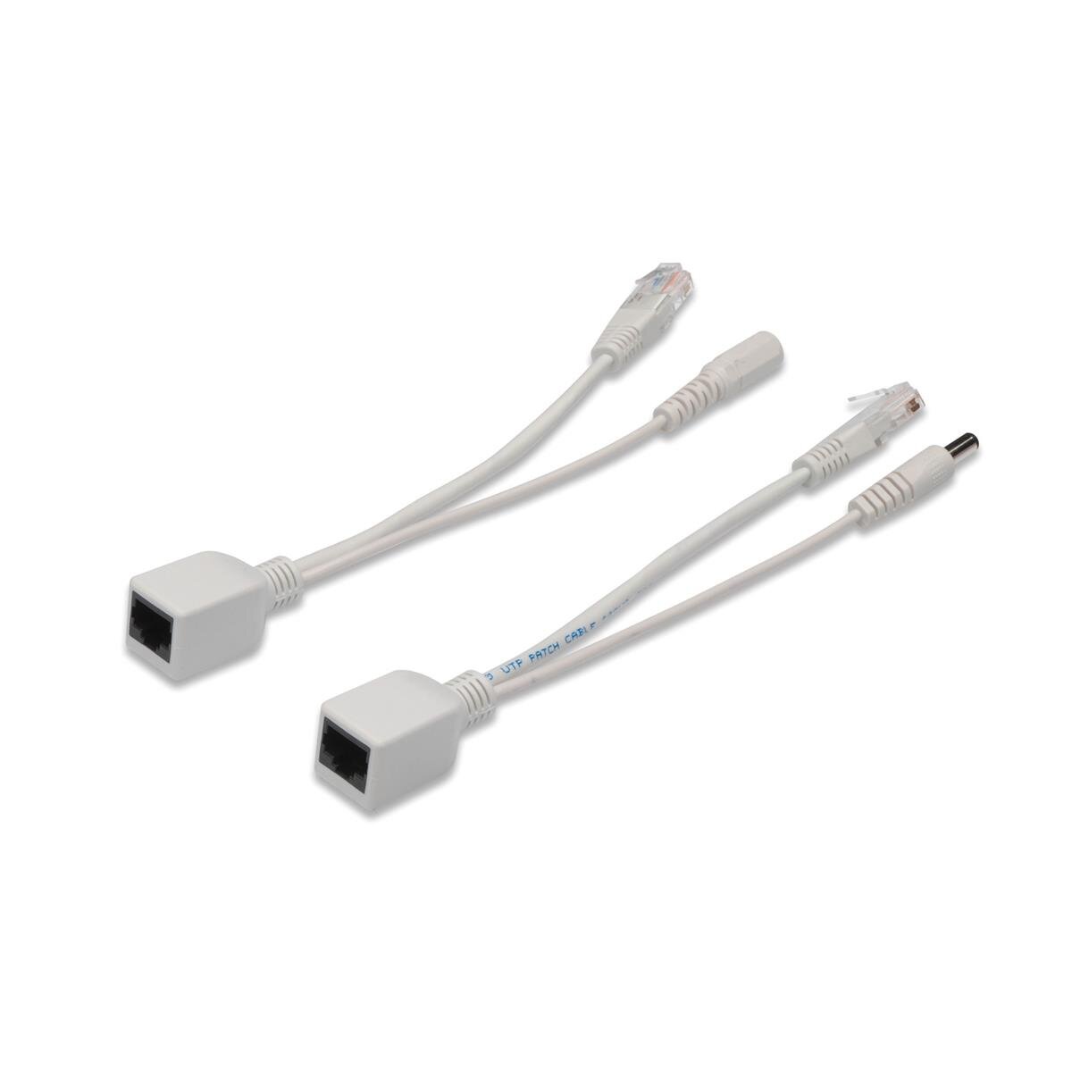 DIGITUS DN-95001 - Passiv PoE-Kabelset 1x Splitter PD Kabel, 1x Injektor PSE Kabel, Weiß