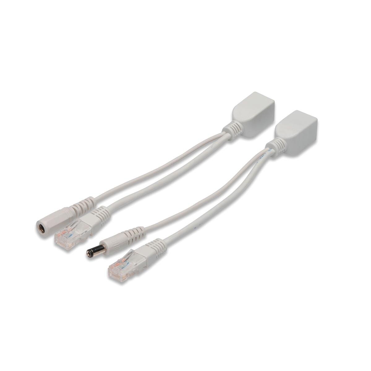 DIGITUS DN-95001 - Passiv PoE-Kabelset 1x Splitter PD Kabel, 1x Injektor PSE Kabel, Weiß
