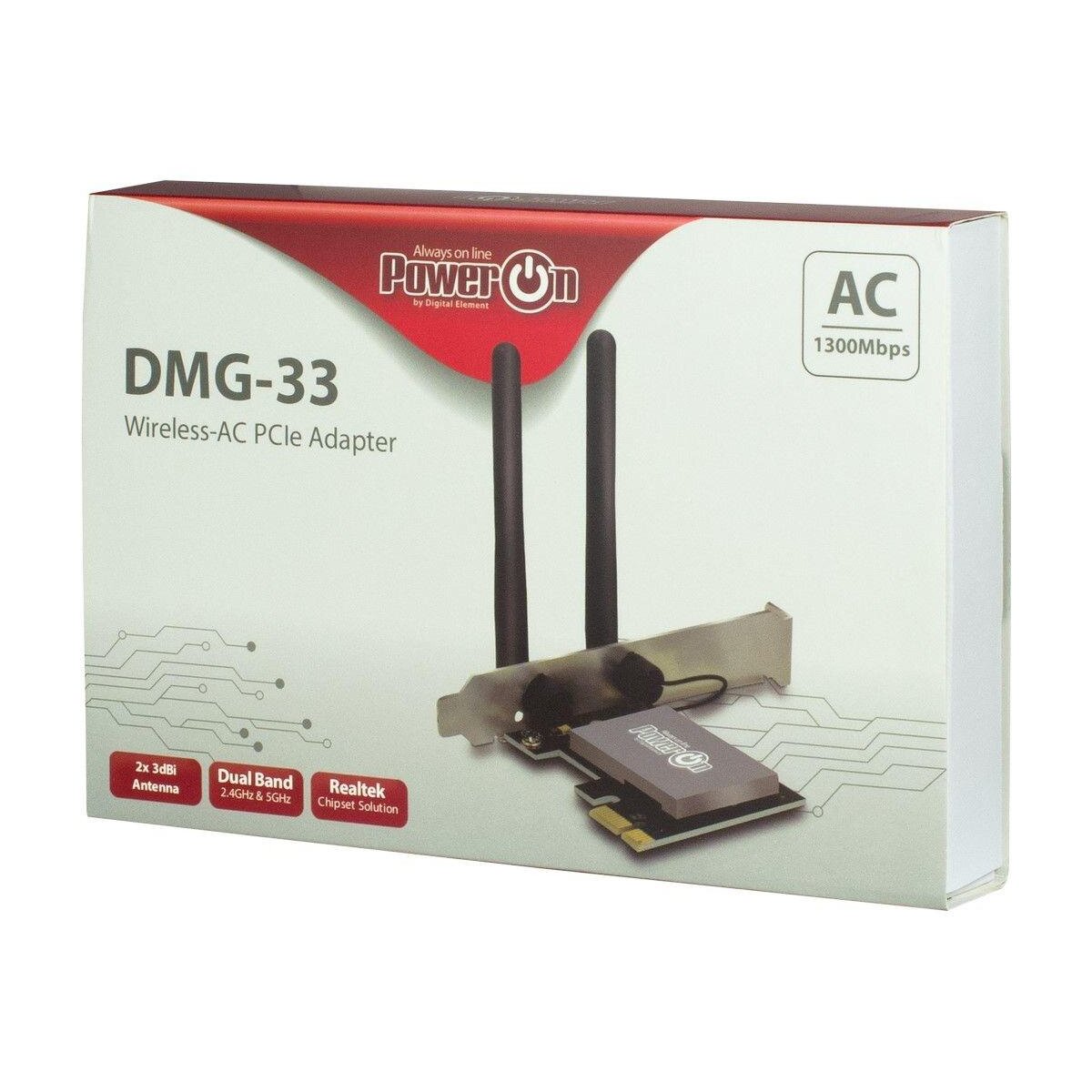 Inter-Tech DMG-33 - Eingebaut - Kabellos - PCI Express - WLAN - Wi-Fi 5 (802.11ac) - 1300 Mbit/s