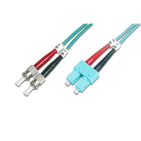 DIGITUS DK-2512-01/3 - LWL Patchkabel, Duplex, ST zu SC MM OM3 50/125 µ, 1 m