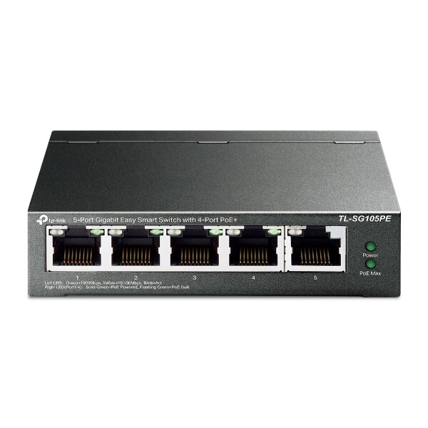 TP-Link TL-SG105PE Netzwerk-Switch Managed L2 Gigabit Ethernet (10/100/1000) Power over Ethernet (PoE) Schwarz