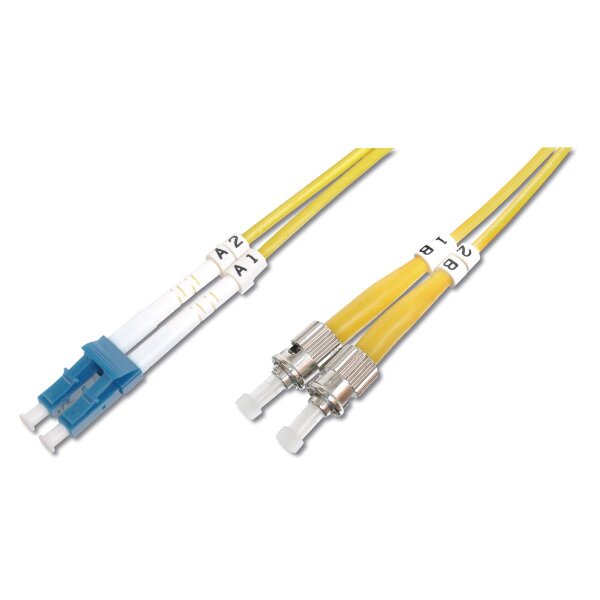 DIGITUS DK-2931-02 - LWL Patchkabel, Duplex, LC zu ST SM OS2 09/125 µ, 2 m