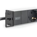 DIGITUS DN-95411 - 1HE Aluminium Steckdosenleiste, Schrankmontage 3x Schutzkontakt, 16A, 4000W, 250VAC 50/60Hz