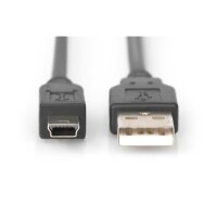 DIGITUS AK-300108-018-S - USB 2.0 Anschlusskabel, Typ A - mini B (5pin) St/St, 1.8m, USB 2.0 konform, sw