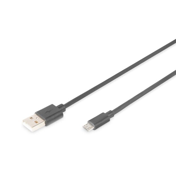 DIGITUS AK-300110-030-S - USB 2.0 Anschlusskabel, Typ A - micro B St/St, 3.0m, USB 2.0 konform, sw