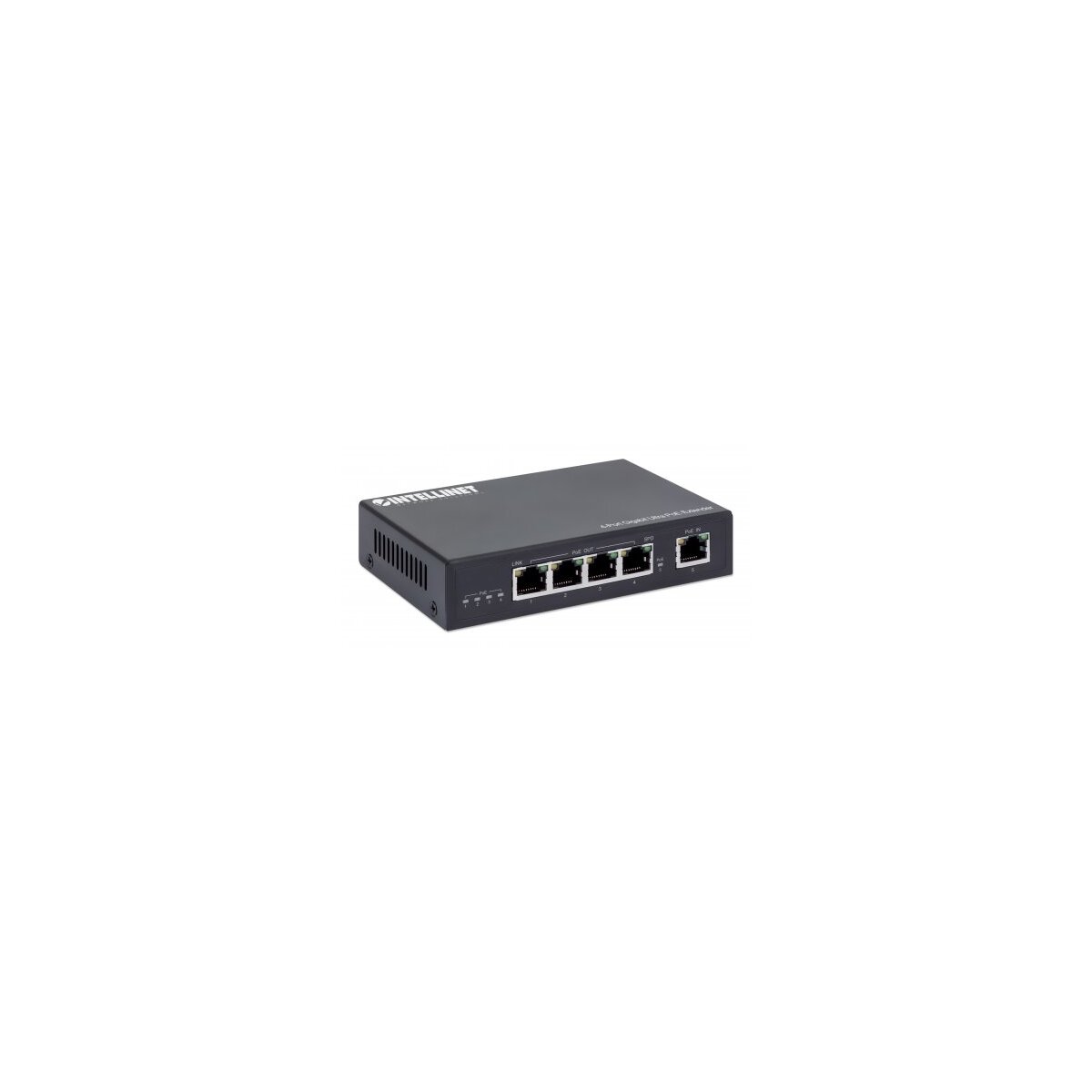 IC Intracom 4-Port Gigabit Ultra PoE-Extender - Verlängert PoE-Reichweite um 100 m - PoE-Strombudget 90 W - vier PSE-Ports mit jeweils 30 W Ausgangsleistung - IEEE 802.3bt/at/af-konform - Metallgehäuse - Netzwerksender - 100 m - 10000 Mbit/s - Cat5e - 10,