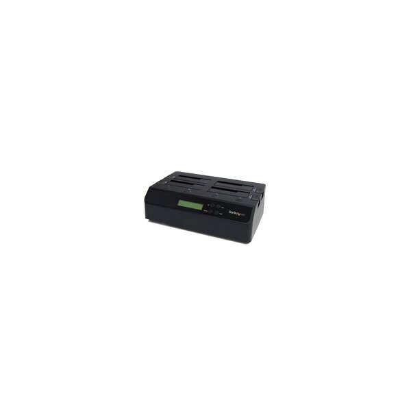 StarTech.com 4-Bay Festplatten Klonstation und Löscher - Selbständiger 1:3 SATA HDD/SSD Kloner/Kopierer - USB 3.0 / eSATA zu SATA Dockingstation - Laufwerk Kopierer und Reinigungs Dock - HDD-Duplikator - 3 Kopien - USB/eSATA - USB Typ-B - Kopieren - Schwa