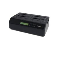 StarTech.com 4-Bay Festplatten Klonstation und Löscher - Selbständiger 1:3 SATA HDD/SSD Kloner/Kopierer - USB 3.0 / eSATA zu SATA Dockingstation - Laufwerk Kopierer und Reinigungs Dock - HDD-Duplikator - 3 Kopien - USB/eSATA - USB Typ-B - Kopieren - Schwa