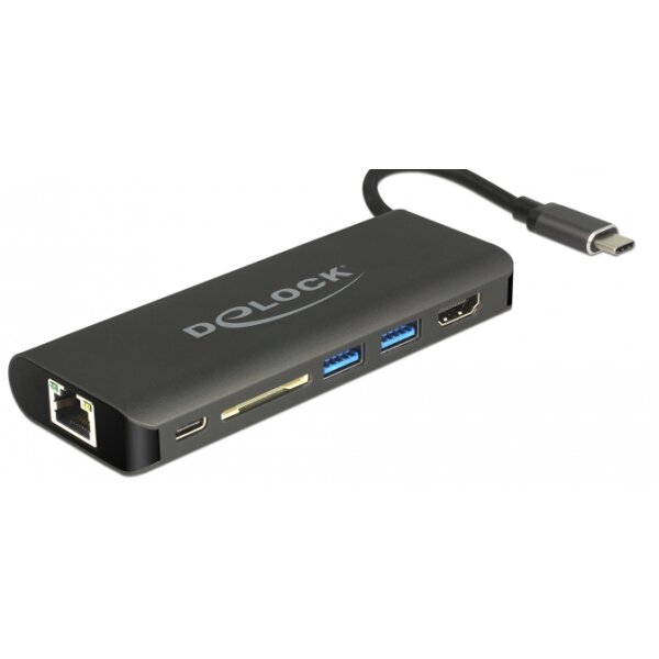 Delock 87721 - USB 3.2 Gen 1 (3.1 Gen 1) Type-A - Schwarz - MMC - SD - SDHC - SDXC - HDMI - USB 3.2 Gen 1 (3.1 Gen 1) Type-A - USB 3.2 Gen 1 (3.1 Gen 1) Type-C - USB - 60 W