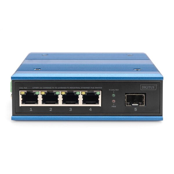 DIGITUS - DN-651131 - Indust. PoE Swtich 4xFE 1xSFP