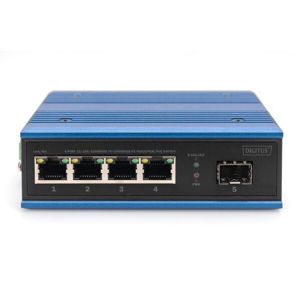 DIGITUS - DN-651135 - Indust. PoE Swtich 4xGB 1xSFP
