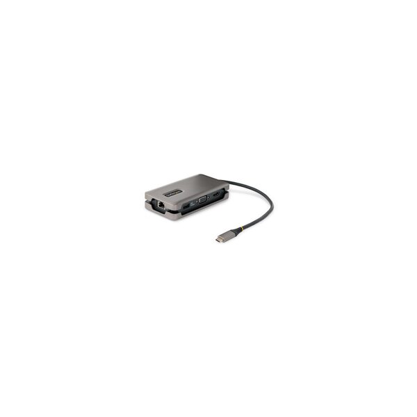 StarTech.com USB-C Multiport Adapter - USB C auf VGA/4K 60Hz HDMI Adapter - 3-Port USBC Hub - 100W PD - GbE - USB C Dockingstation/Laptop Dock - Mini/Reise Dock USB C Adapter - 30 cm Integ. Kabel mit Kabelschlitz - Kabelgebunden - USB 3.2 Gen 2 (3.1 Gen 2
