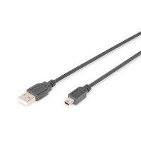 DIGITUS AK-300108-030-S - USB 2.0 Anschlusskabel, Typ A - mini B (5pin) St/St, 3.0m, USB 2.0 konform, sw