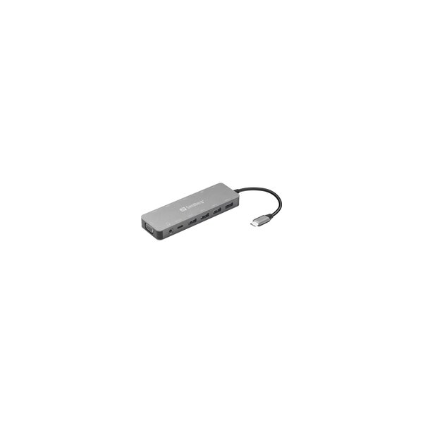 SANDBERG USB-C 13-in-1 Travel Dock - Andocken - USB Typ-C - 100 W - 10,100,1000 Mbit/s - Aluminium - MMC - MicroSD (TransFlash) - MicroSDHC - MicroSDXC