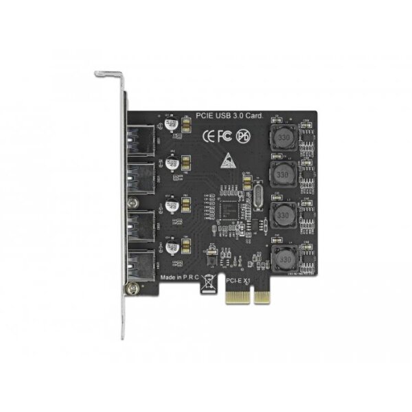 Delock PCI Express x1 Karte zu 4 x extern USB Typ-A Buchse SuperSpeed USB (USB 3.2 Gen 1) - PCIe - USB 3.2 Gen 1 (3.1 Gen 1) - PCIe 2.0 - China - 5 Gbit/s - 0 - 40 °C