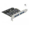 Delock PCI Express x1 Karte zu 4 x extern USB Typ-A Buchse SuperSpeed USB (USB 3.2 Gen 1) - PCIe - USB 3.2 Gen 1 (3.1 Gen 1) - PCIe 2.0 - China - 5 Gbit/s - 0 - 40 °C