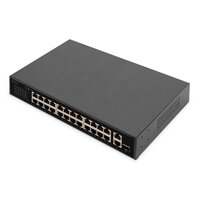DIGITUS 24-Port-Fast-Ethernet-PoE-Switch, 2 Gigabit-Uplinks (RJ45 / SFP)