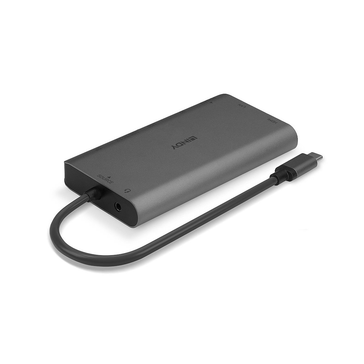 Lindy 43323 - Kabelgebunden - USB 3.2 Gen 1 (3.1 Gen 1) Type-C - 100 W - 1000 Mbit/s - Schwarz - Grau - SD