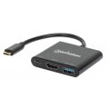 Manhattan USB-C auf HDMI 3-in-1 Docking-Konverter mit Power Delivery USB 3.2 Typ-C-Stecker