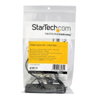 StarTech.com Laptop-Kabelschloss - Spiralkabel - 3-stelliges Zahlenschloss - 1,8 m - Zahlenschloss - Schwarz - Edelstahl