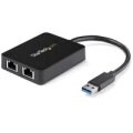 StarTech.com USB 3.0 auf Dual Port Gigabit Ethernet Adapter mit USB Anschluss - 10/100/1000 Mbit/s - USB Gigabit LAN Netzwerkadapter/NIC Adapter - Schwarz - Kabelgebunden - USB - Ethernet - 5000 Mbit/s - Schwarz