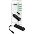 Argus Inter-Tech ARGUS IT-410 - USB 3.2 Gen 1 (3.1 Gen 1) Type-C - IEEE 802.3ab - IEEE 802.3i - IEEE 802.3u - Schwarz - RJ-45 - USB 3.2 Gen 1 (3.1 Gen 1) Type-A - Aluminium - CE - RoHS