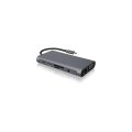 ICY BOX IB-DK4040-CPD - Kabelgebunden - USB 3.2 Gen 1 (3.1 Gen 1) Type-C - 100 W - 3,5 mm - 10,100,1000 Mbit/s - Anthrazit - Schwarz