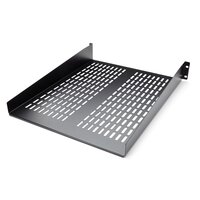 StarTech.com 2 HE Fest montierter Fachboden für Server Rack/ Schrank bis 22 Kg - 55 cm Tief - belüftet - Regal - Schwarz - Stahl - 22,6 kg - 2U - CE - TAA - REACH