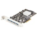 StarTech.com USB PCIe Adapter mit 4 Anschlüssen - 10 Gbit/s USB 3.2 Gen 2 Typ-A PCI Express Erweiterungskarte mit 2 Controllern - 4x USB-A - USB-PCIe-Schnittstellenkarte - Windows/Mac/Linux - PCIe - USB 3.2 Gen 2 (3.1 Gen 2) - PCIe 3.0 - SATA 15-Pin - Sch