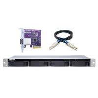 QNAP TL-R400S - HDD / SSD-Gehäuse - 2.5/3.5" - Serial ATA III - 6 Gbit/s - Hot-Swap - Schwarz - Grau