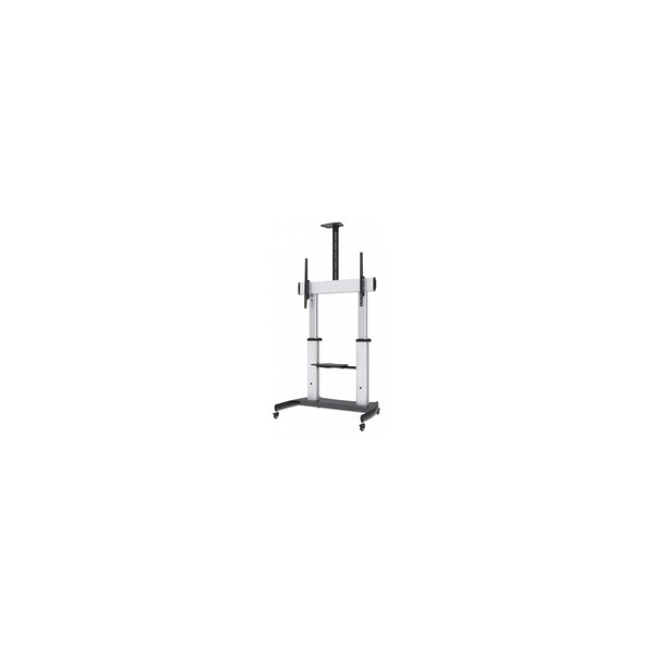 IC Intracom Premium Multimedia TV-Ständer auf Rollen mit besonders hoher Traglast  - Aluminiumkonstruktion - für Bildschirme von 60" bis 100" und bis zu 100 kg - -10 bis 5Â° neigbar - höhenverstellbar - Fachböden für Kamera und AV-Zubehör - silber und sch