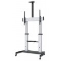 IC Intracom Premium Multimedia TV-Ständer auf Rollen mit besonders hoher Traglast  - Aluminiumkonstruktion - für Bildschirme von 60" bis 100" und bis zu 100 kg - -10 bis 5Â° neigbar - höhenverstellbar - Fachböden für Kamera und AV-Zubehör - silber und sch