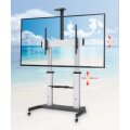 IC Intracom Premium Multimedia TV-Ständer auf Rollen mit besonders hoher Traglast  - Aluminiumkonstruktion - für Bildschirme von 60" bis 100" und bis zu 100 kg - -10 bis 5Â° neigbar - höhenverstellbar - Fachböden für Kamera und AV-Zubehör - silber und sch