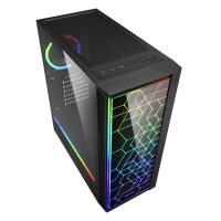 Sharkoon RGB LIT 100 - Midi Tower - PC - Schwarz - ATX - micro ATX - Mini-ITX - Blau - Grün - Rot - Taschenlüfter - Vorderseite