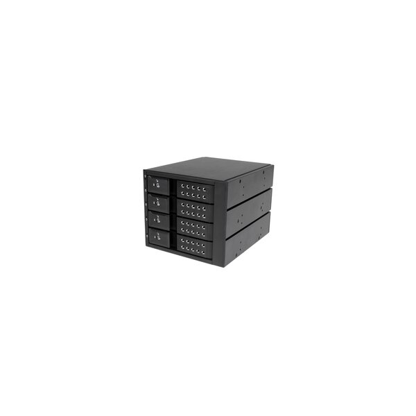 StarTech.com 4-fach 3,5" trägerloser SATA Festplatten Aluminium Wechselrahmen / Backplane - Schwarz - Aluminium - 1 Lüfter - 7 cm - 6 Gbit/s - Aktivität - Leistung