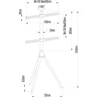 Techly Tripod Floor Stand for LCD / LED / Plasma TV 32-65inch 35kg
