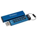 Kingston IronKey 128GB Keypad 200 - FIPS 140-3 Lvl 3 (ausstehend) AES-256 Verschlüsselung - 128 GB - USB Typ-A - 3.2 Gen 1 (3.1 Gen 1) - 145 MB/s - Schutzhülle - Blau