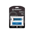 Kingston IronKey 128GB Keypad 200 - FIPS 140-3 Lvl 3 (ausstehend) AES-256 Verschlüsselung - 128 GB - USB Typ-A - 3.2 Gen 1 (3.1 Gen 1) - 145 MB/s - Schutzhülle - Blau