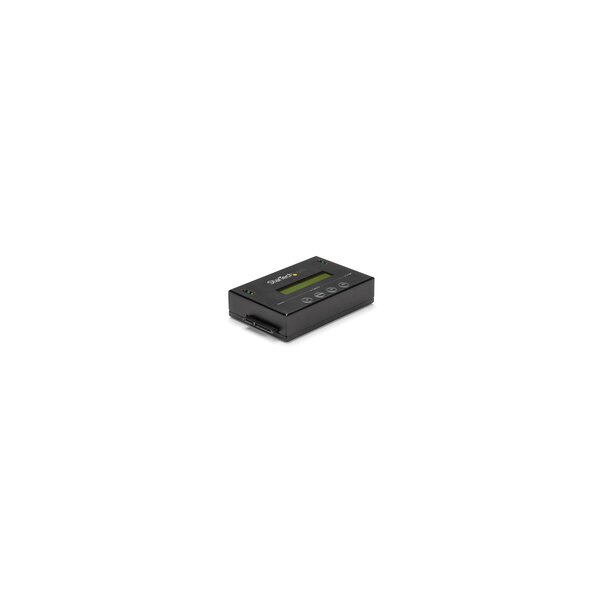 StarTech.com 1:1 Selbständige Festplatten Klonstation und Löscher - SATA HDD/SSD Disk Kloner & Löscher - LCD Bildschirm - TAA Konform - Betriebssystem unabhängig - HDD-Duplikator - 1 Kopien - SATA - Vergleichen - Kopieren - Löschen - Schwarz - Aluminium