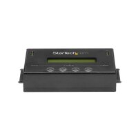 StarTech.com 1:1 Selbständige Festplatten Klonstation und Löscher - SATA HDD/SSD Disk Kloner & Löscher - LCD Bildschirm - TAA Konform - Betriebssystem unabhängig - HDD-Duplikator - 1 Kopien - SATA - Vergleichen - Kopieren - Löschen - Schwarz - Aluminium