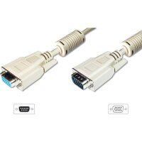 DIGITUS AK-310203-018-E - VGA Monitor Verlängerungskabel, HD15 St/Bu, 1.8m, 3Coax/7C, 2xFerrit, be