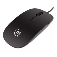 Manhattan Optische Slim Maus  - USB - drei Tasten plus Mausrad - 1000 dpi - schwarz - Beidhändig - Optisch - USB Typ-A - 1000 DPI - Schwarz