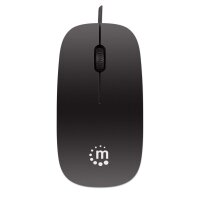Manhattan Optische Slim Maus  - USB - drei Tasten plus Mausrad - 1000 dpi - schwarz - Beidhändig - Optisch - USB Typ-A - 1000 DPI - Schwarz