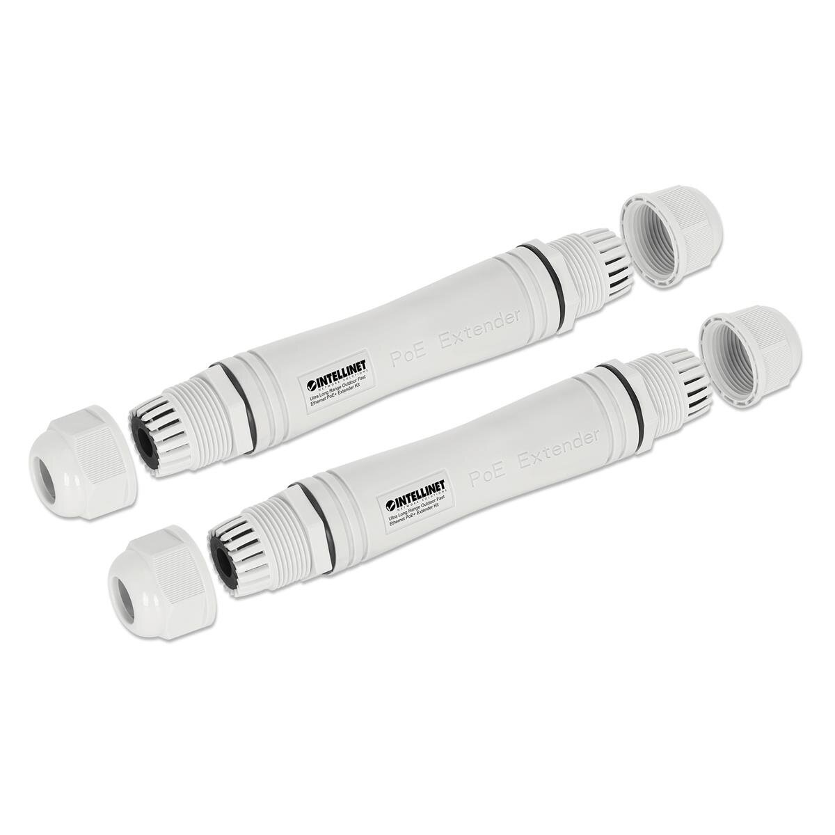 Intellinet Ultra Long Range Outdoor 10/100 PoE+ Extender Set Verlängert PoE-Reichweite auf bis